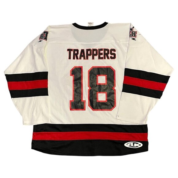 Beaver Trappers Hockey BTH Jersey No. 18 Athletic Knit AK White Black Red XL - Picture 2 of 13